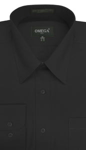 Omega Black Long Sleeve Dress Shirt