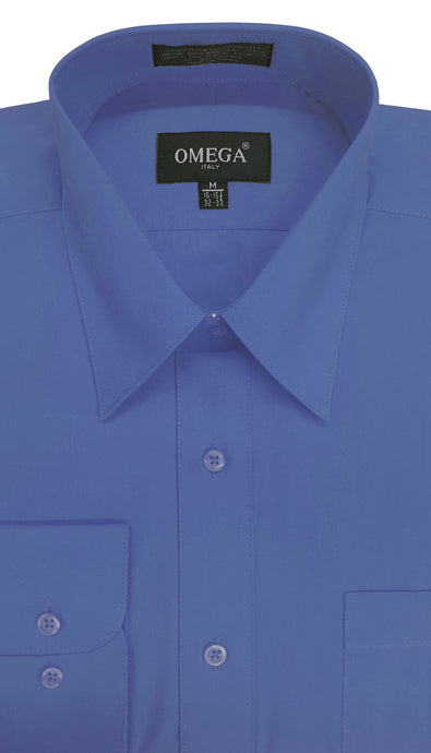 Omega French Blue Long Sleeve Dress Shirt