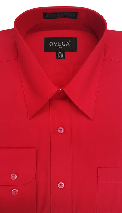 Omega Red Long Sleeve Dress Shirt