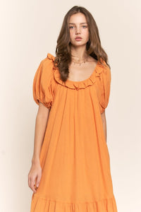 Pumkin Spice Open Back U Neck Maxi Dress