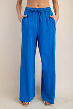 Ocean Blue Cotton Slub Lounging Wide Pant