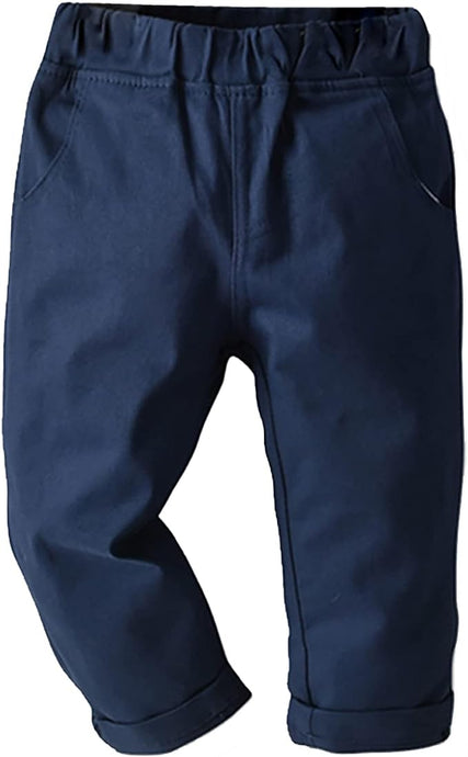 Navy Blue Toddler Baby Boy Pull On Cargo Pants Overall Chino Trousers Athletic Jogger Sweatpants