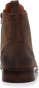 Maple&Brown Woolen and Leather Lace-up Fashion Chukka Boots with Zipper Closure