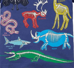 Blue Boys Glow In The Dark Animal Skeleton Tee