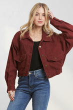 Wine Cropped Utility Pocket Jacket