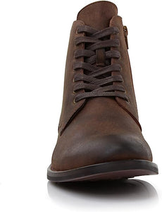 Maple&Brown Woolen and Leather Lace-up Fashion Chukka Boots with Zipper Closure