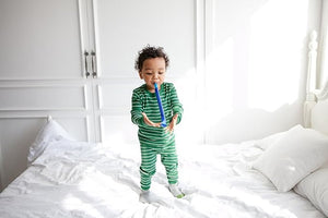 Green Kids Colorful Striped Pajamas Set