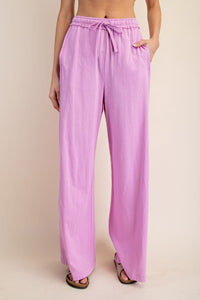 Mauve Cotton Slub Lounging Wide Pant