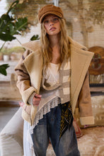 Taupe Contrast Detail Faux Fur Moto Jacket
