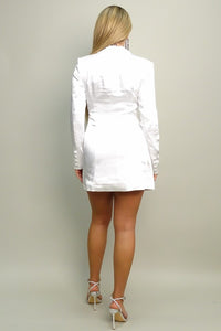 Ivory Date Night Satin Blazer Dress