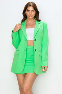 Green Suit Jacket & Skirts Set