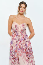 Mauve Sweetheart Strapless Floral Midi Dress