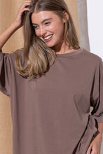 Brown Knit Oversize Tee Shirt An Shorts Casual Biker Set