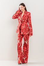 Wine Tie-Dye Floral Blazer Pants Set