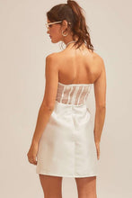 Off White Heart With Mesh Top Mini Dress