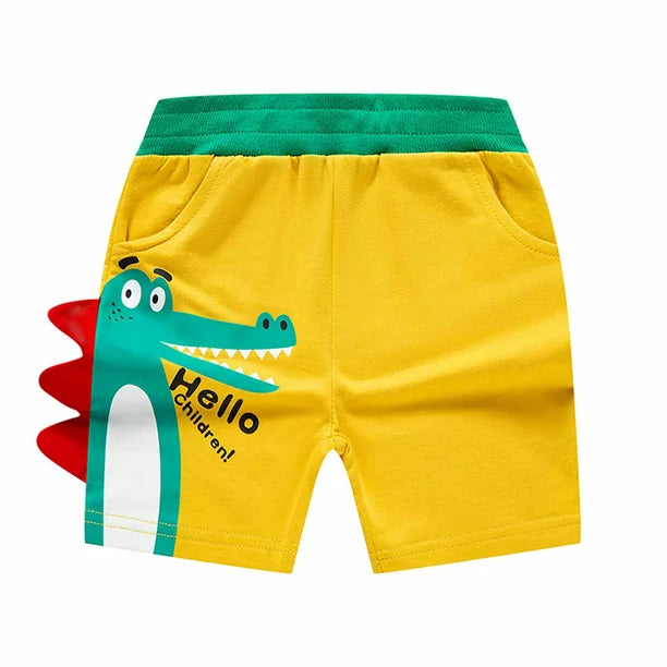 Yellow Little Boys Summer Sport Shorts,Summer Children'S Casual Sports Shorts Capris Boys' Dinosaur Printed Sweatpants With Pocket