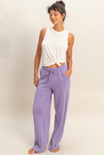 Dusty Purple Elastic Waist Wide-leg Pants