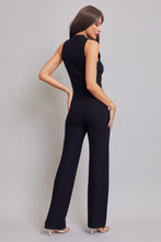 Black Knit Sleeveless Collar Top And Pants Set