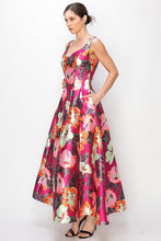 Navy Floral Flower Print Heart Neckline Sleeveless Maxi Skirt