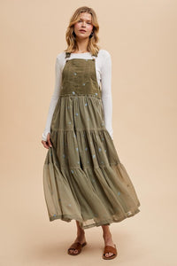 Olive All Over Embroidered Skirtall