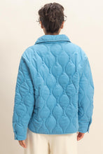Ocean Blue Quilted Half Zip High Neck Pullover