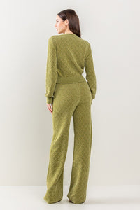 Olive Zip Up Banded Pants Set