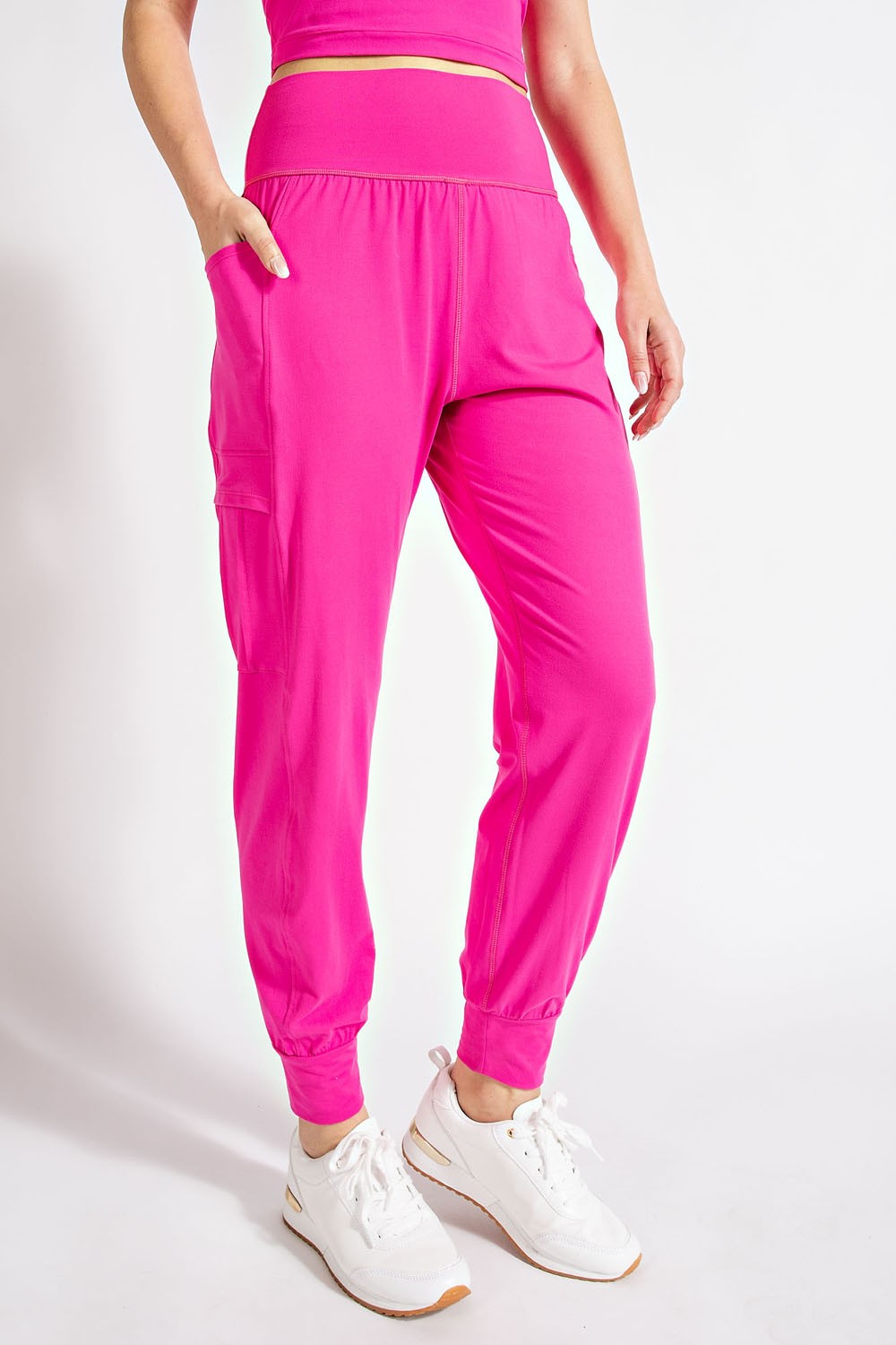Sonic Pink Plus Size Butter Jogger With Side Pockets