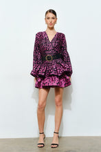 Grape Chic Polka Dot Silky Gold Belt Mini Dress