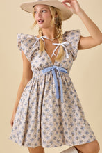 Light Grey Deep V-neck Mini Dress With Bubble Sleeve And Hem