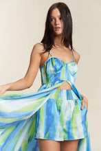 Blue Combo Braided Spaghetti Strap Maxi Top With Shorts