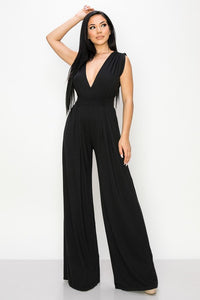 Black The Patricia Super Soft Deep V Wide-Leg Jumpsuit