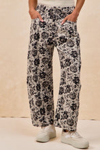 Grey/Black Rose Printed Twill Barrel Pants