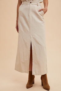 Linen Cotton Linen Split Seam Maxi Skirt