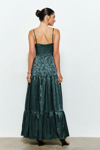 Hunter Floral Jacquard Satin Corset-style Maxi Dress