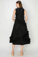 Black Frill Sleeveless Midi Dress