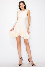 Champagne Flutter Ruffle Hemline Sleeveless Mini Dress