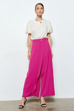 Hot Pink High Waist Wrap Detail Wide Pants