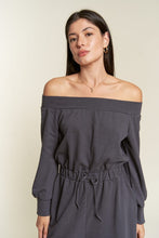 Dark Gray One Shoulder Terry Jumpsuit