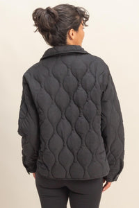 Black Quilted Half Zip High Neck Pullover