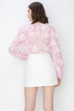 Lavender Long Sleeves Floral Lace Shirt Top