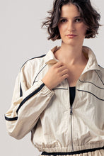 Cream Retro Sport Cropped Track Jacket