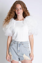 Off White Solid Exaggerated Bodysuit W Mesh Ruffle Sleeves