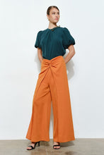 Clay Twist Front Draped High-waist Wide-leg Pants