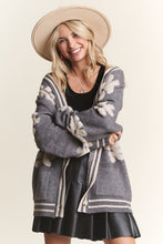 Grey Button Down Floral Cardigan