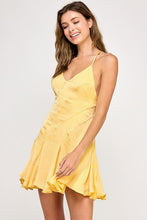 Yellow Satin A-line Mini Dress