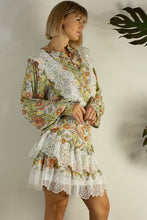 Orange Multi Lace Patch Shirts And Skirt Set
