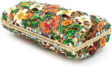 Off White Floral Rhinestone Evening Bag