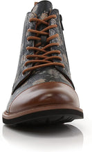 Orchid&Brown Woolen and Leather Lace-up Fashion Chukka Boots with Zipper Closure