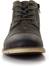 Grey Mens Casual Brogue Mid-Top Lace-Up And Zipper Boots