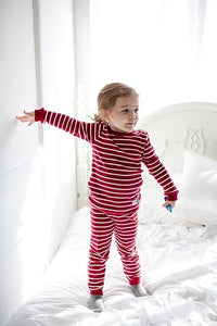 Burgundy Kids Colorful Striped Pajamas Set